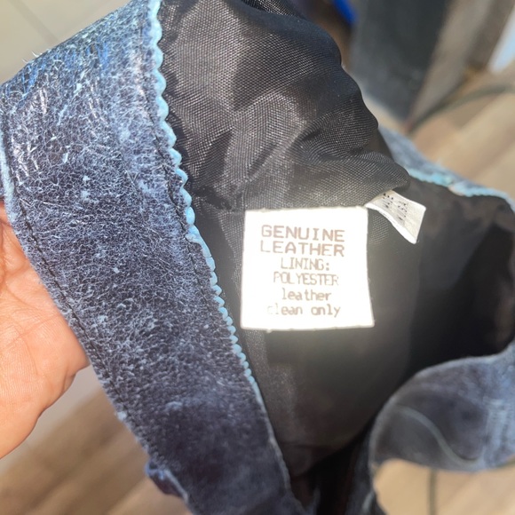 Men’s Slate Blue Leather Pants - Picture 3 of 3